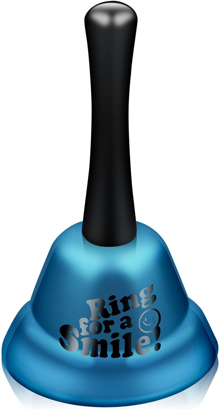 Arbootjin Blue Metal Hand Bell - 5.3 Inch Loud Classroom Bell for Schools, Offices, Hotels - Image 1
